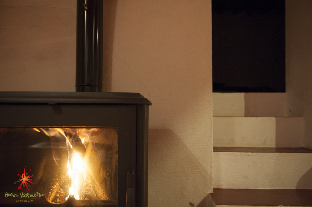 This is the wood burner in Sobreira Cottage for a cosy winter stay
